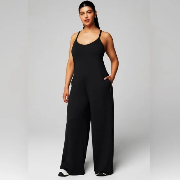 Fabletics Cloud Jersey Wide Leg Onesie in Black New with Tags Size Large - Picture 4 of 12